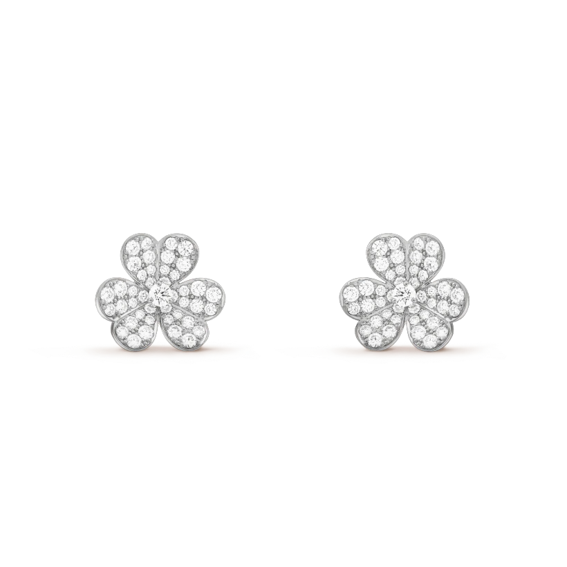 [Elitejewels]FRIVOLE SILVER FLOWER DIAMOND EARRINGS