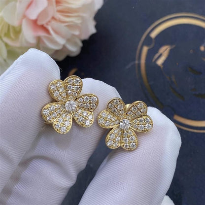 [Elitejewels]FRIVOLE GOLD FLOWER DIAMOND EARRINGS