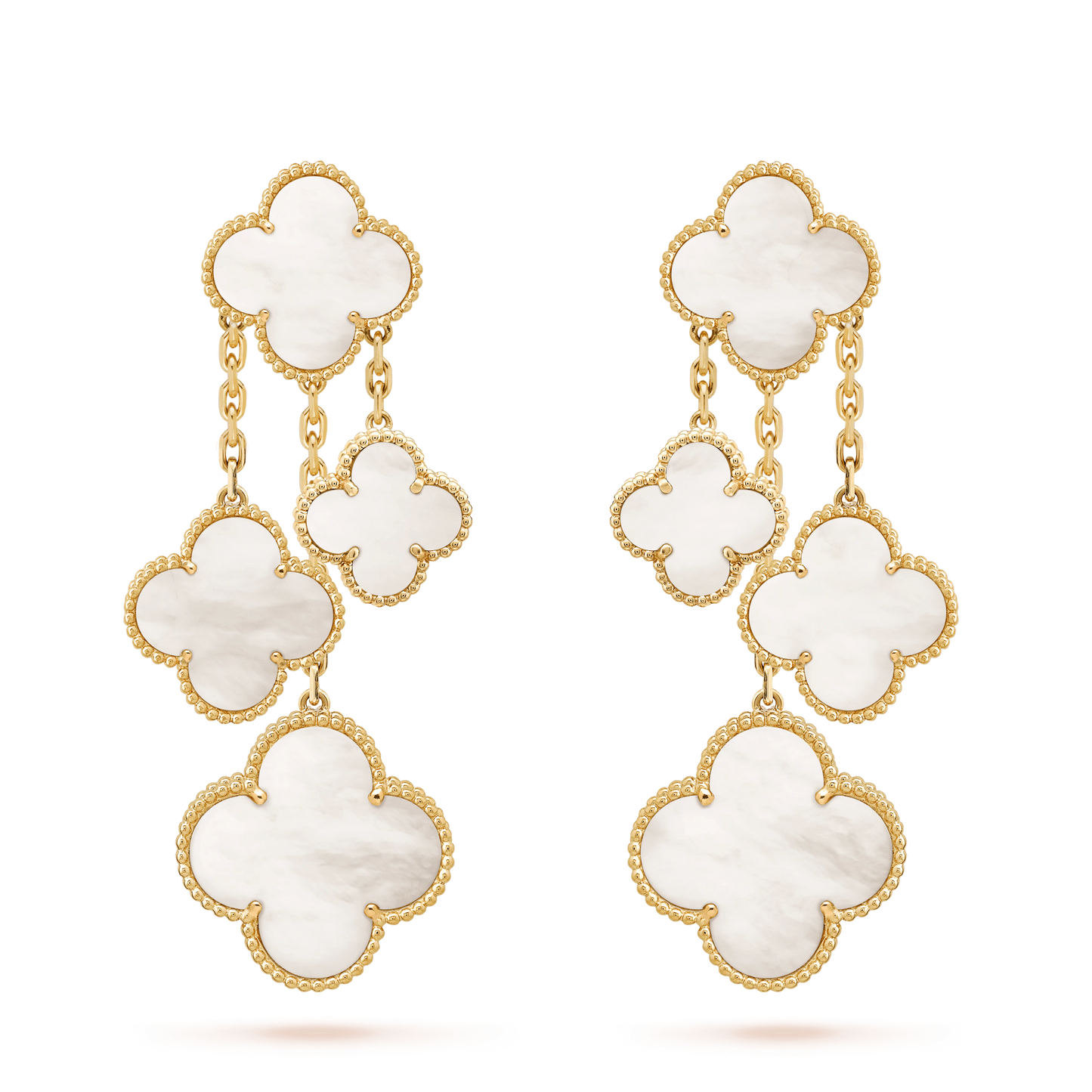 [Elitejewels]CLOVER EARRINGS WHITE MOP 4 MOTIFS GOLD