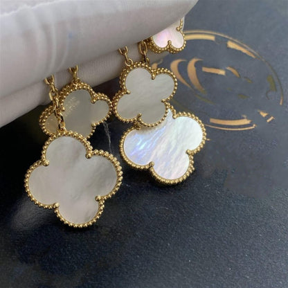 [Elitejewels]CLOVER EARRINGS WHITE MOP 4 MOTIFS GOLD