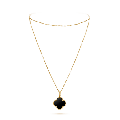 [Elitejewels]CLOVER 25MM GOLD ONYX GROßE KLEEKETTE