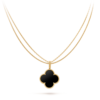 [Elitejewels]CLOVER 25MM GOLD ONYX GROßE KLEEKETTE