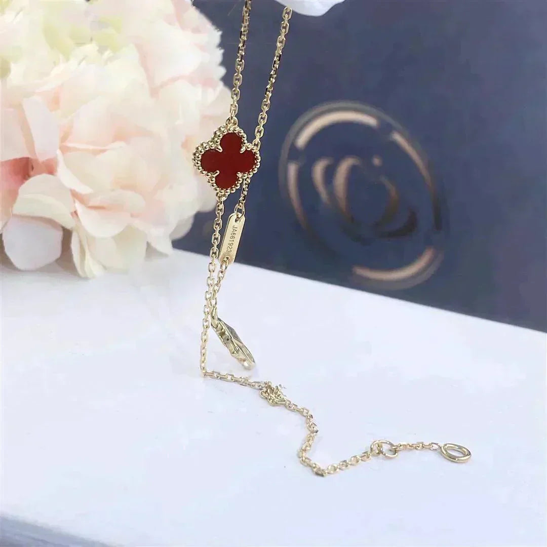 [Elitejewels]CLOVER  CARNELIAN SINGLE FLOWER BRACELET