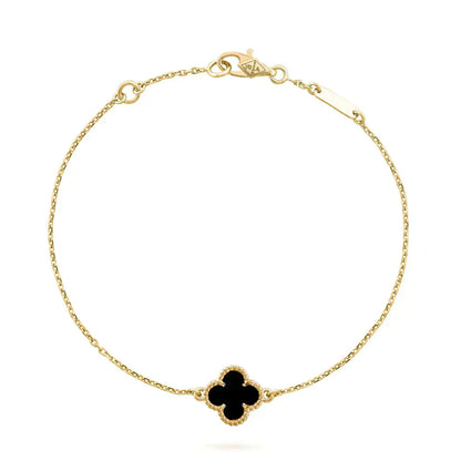 [Elitejewels]CLOVER ONYX SINGLE FLOWER BRACELET