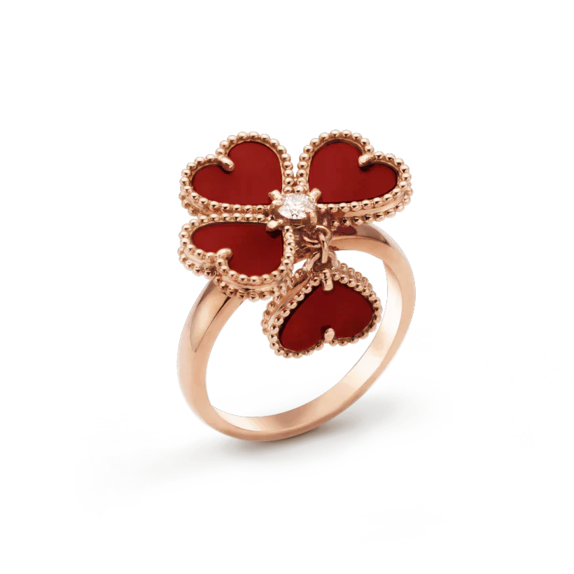 [Elitejewels] RING AUS KARNEOL MIT KLEEBLATT