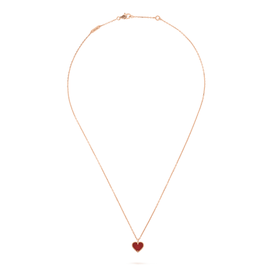 [Elitejewels]SWEET CLOVER CARNELIAN HEART NECKLACE