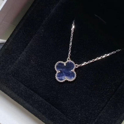 [Elitejewels] KLEEBLATT 15MM PIETERSITEN HALSKETTE SILBER