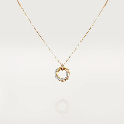 [Elitejewels]TRINITY NECKLACE SILVER GOLD PINK GOLD DIAMONDS