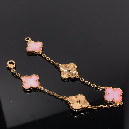 [Elitejewels] KLEEBLATT ARMBAND 5 MOTIV ROSA UND ROSA GOLD