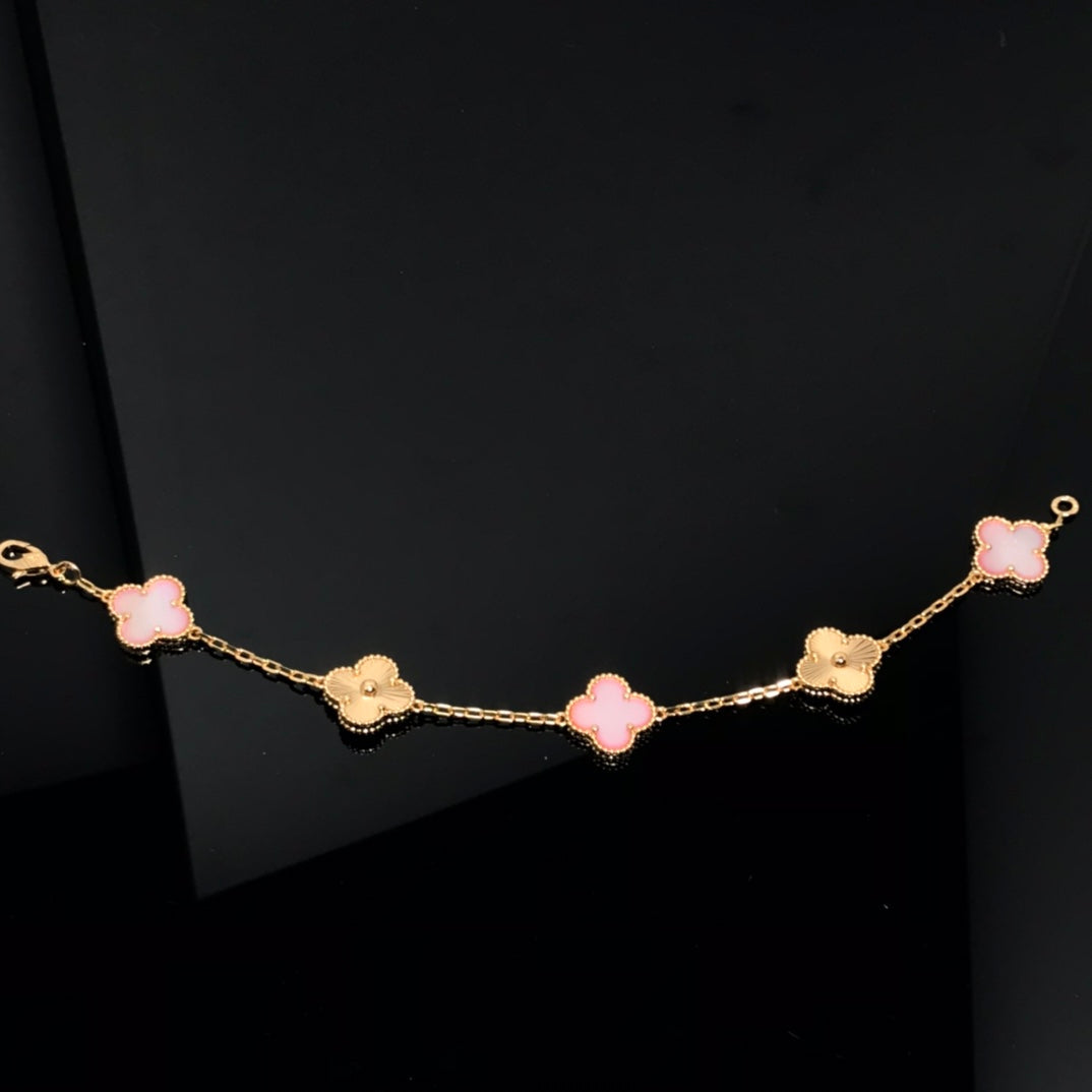 [Elitejewels] KLEEBLATT ARMBAND 5 MOTIV ROSA UND ROSA GOLD