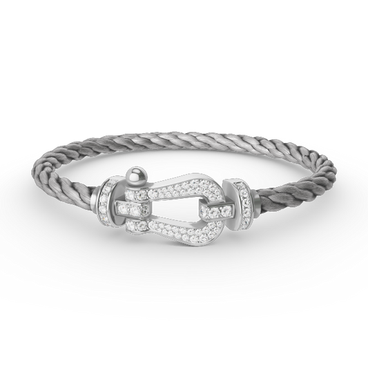 [Elitejewels]FORCE LARGE HORSESHOE FULL DIAMOND BRACELET SILVER