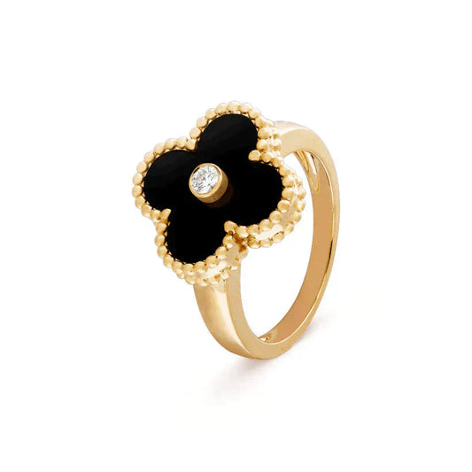 [Elitejewels] KLEEBLATT ONYX RING GOLD DIAMANT